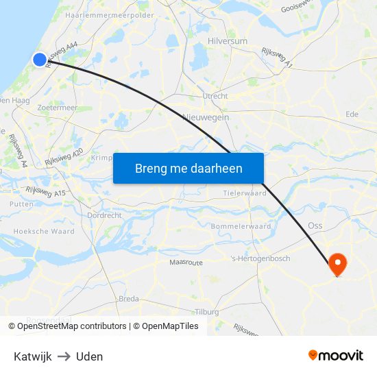 Katwijk to Uden map