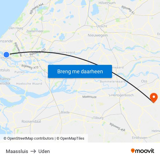 Maassluis to Uden map