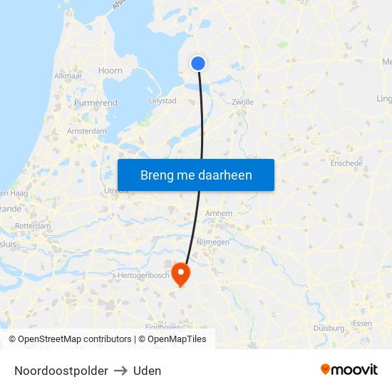 Noordoostpolder to Uden map