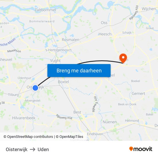 Oisterwijk to Uden map