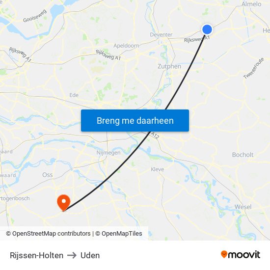 Rijssen-Holten to Uden map