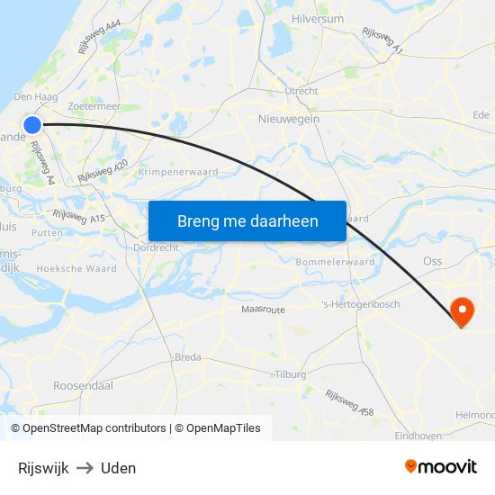 Rijswijk to Uden map