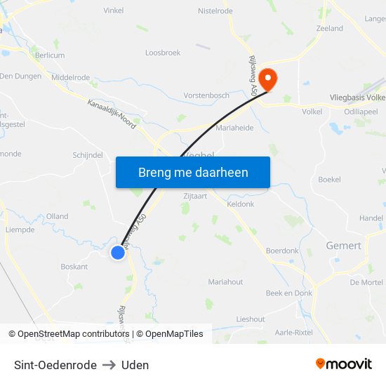 Sint-Oedenrode to Uden map