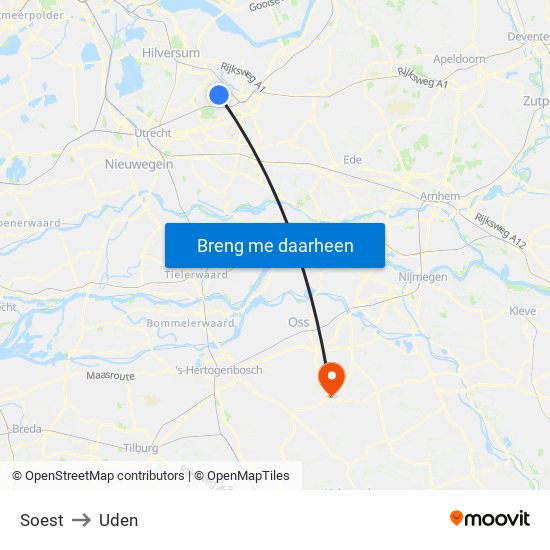 Soest to Uden map