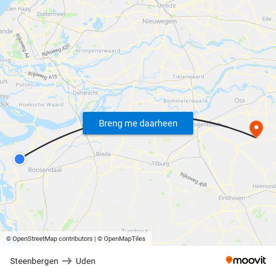 Steenbergen to Uden map