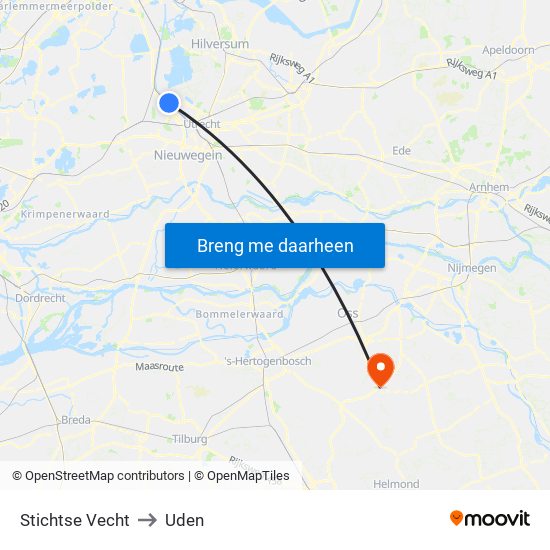 Stichtse Vecht to Uden map