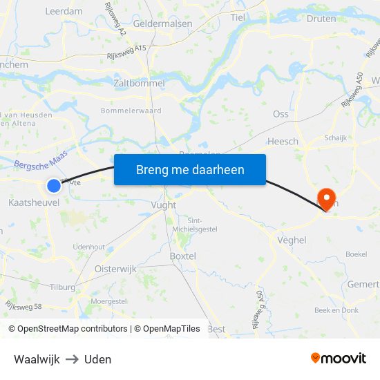 Waalwijk to Uden map
