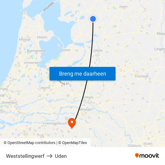 Weststellingwerf to Uden map