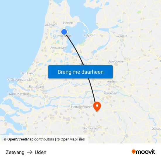 Zeevang to Uden map