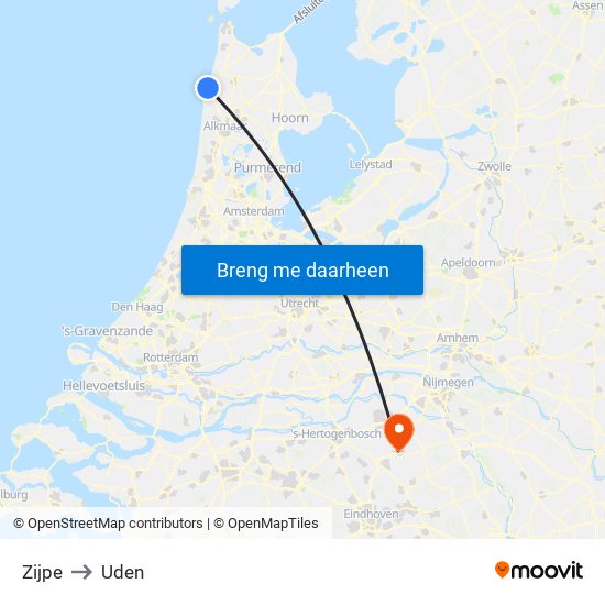 Zijpe to Uden map