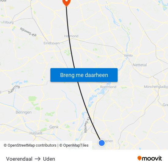 Voerendaal to Uden map