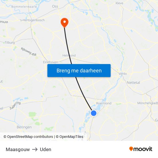 Maasgouw to Uden map