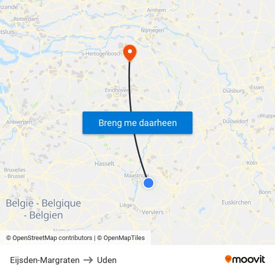 Eijsden-Margraten to Uden map