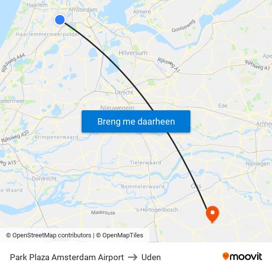 Park Plaza Amsterdam Airport to Uden map