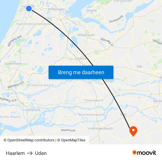 Haarlem to Uden map