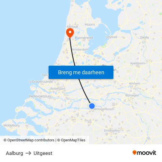Aalburg to Uitgeest map