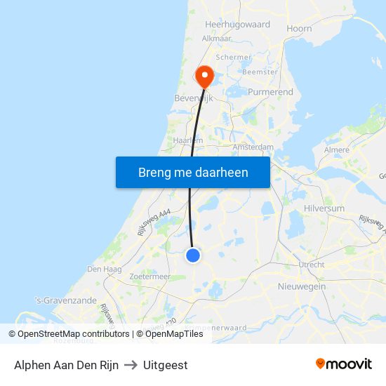 Alphen Aan Den Rijn to Uitgeest map