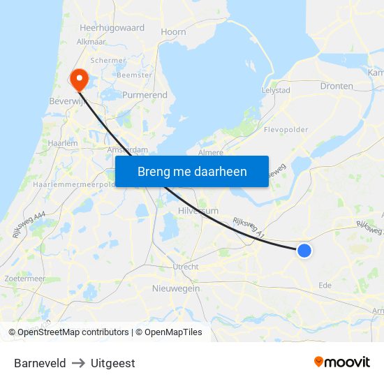 Barneveld to Uitgeest map