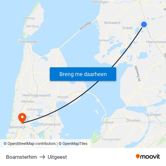 Boarnsterhim to Uitgeest map