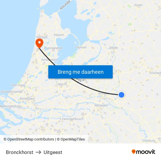 Bronckhorst to Uitgeest map
