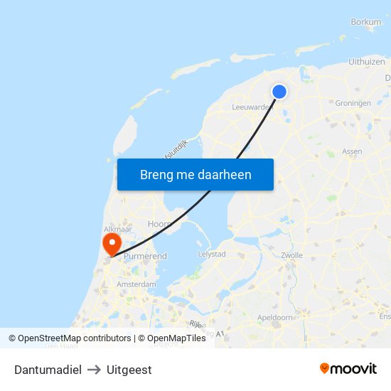 Dantumadiel to Uitgeest map