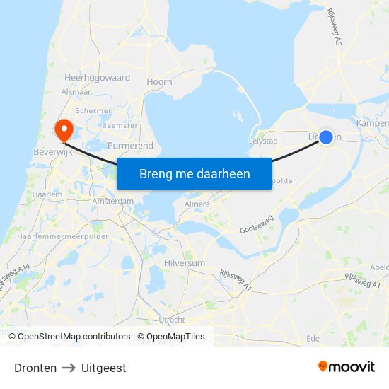 Dronten to Uitgeest map