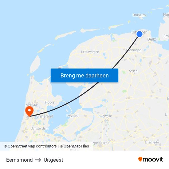 Eemsmond to Uitgeest map