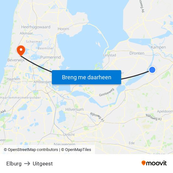 Elburg to Uitgeest map