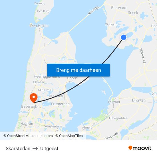 Skarsterlân to Uitgeest map