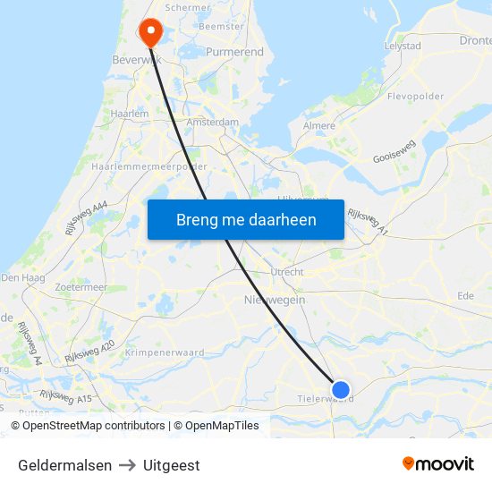 Geldermalsen to Uitgeest map