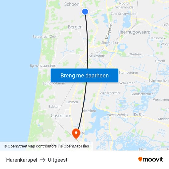 Harenkarspel to Uitgeest map