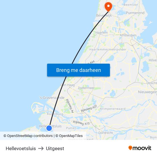 Hellevoetsluis to Uitgeest map