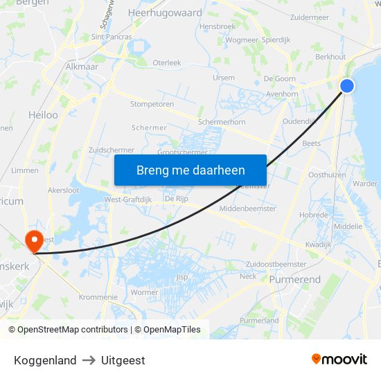 Koggenland to Uitgeest map
