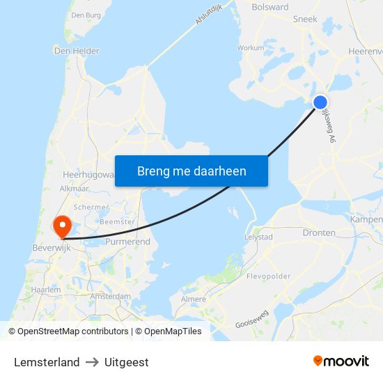 Lemsterland to Uitgeest map