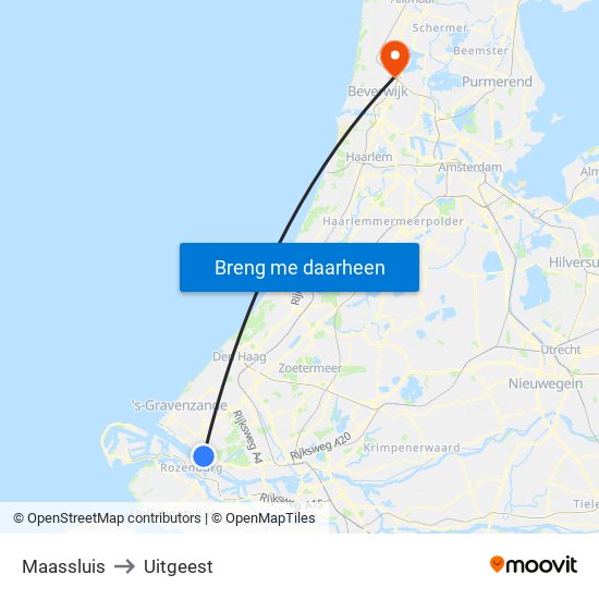 Maassluis to Uitgeest map