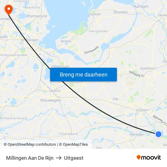 Millingen Aan De Rijn to Uitgeest map