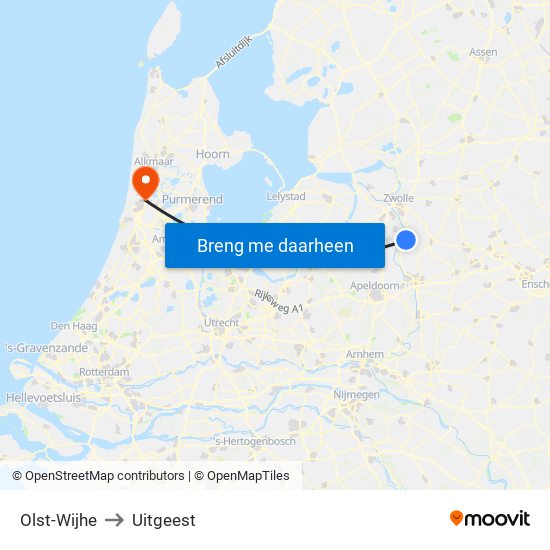 Olst-Wijhe to Uitgeest map