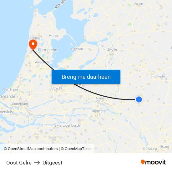 Oost Gelre to Uitgeest map