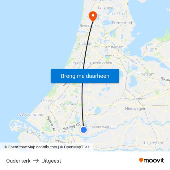 Ouderkerk to Uitgeest map