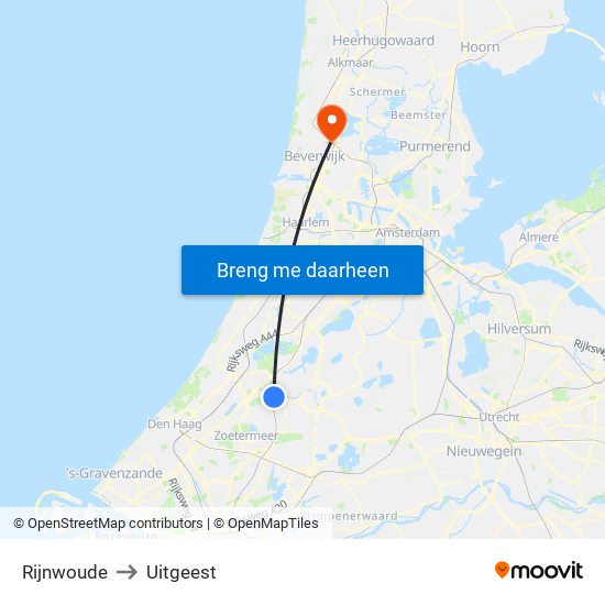 Rijnwoude to Uitgeest map