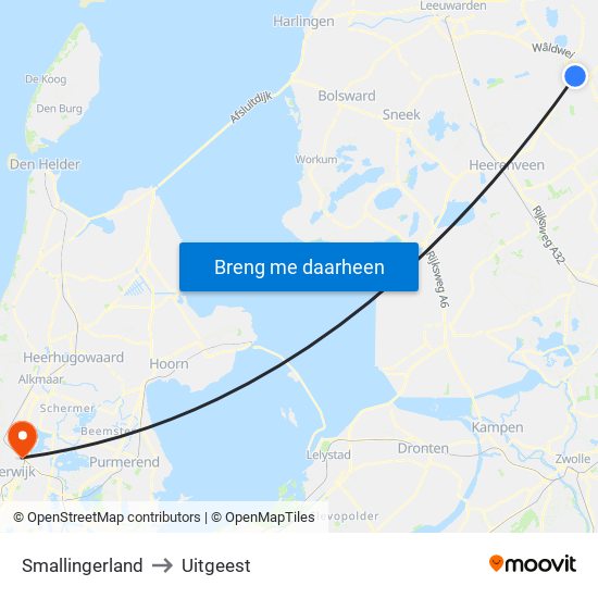 Smallingerland to Uitgeest map