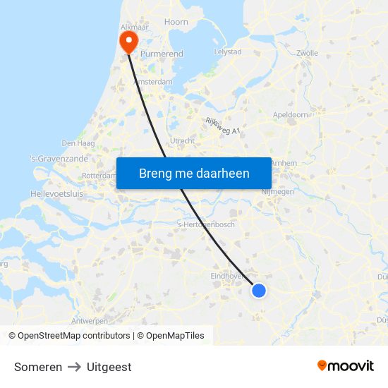 Someren to Uitgeest map