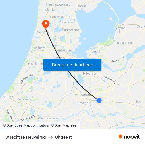 Utrechtse Heuvelrug to Uitgeest map