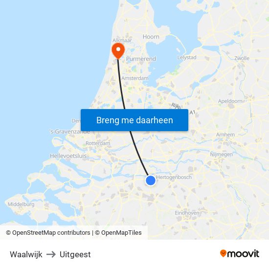 Waalwijk to Uitgeest map