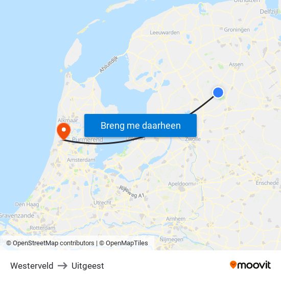 Westerveld to Uitgeest map