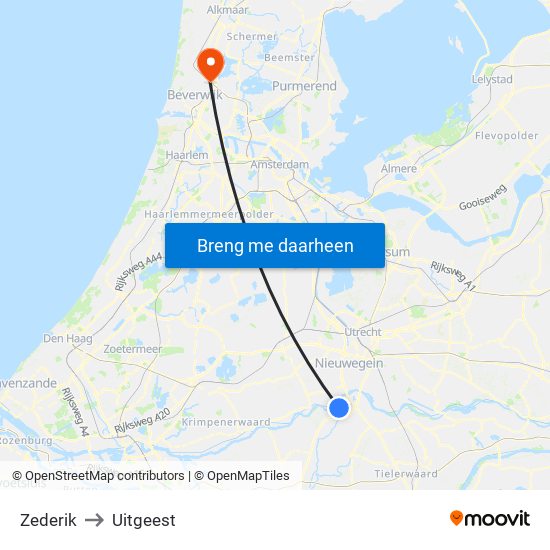 Zederik to Uitgeest map