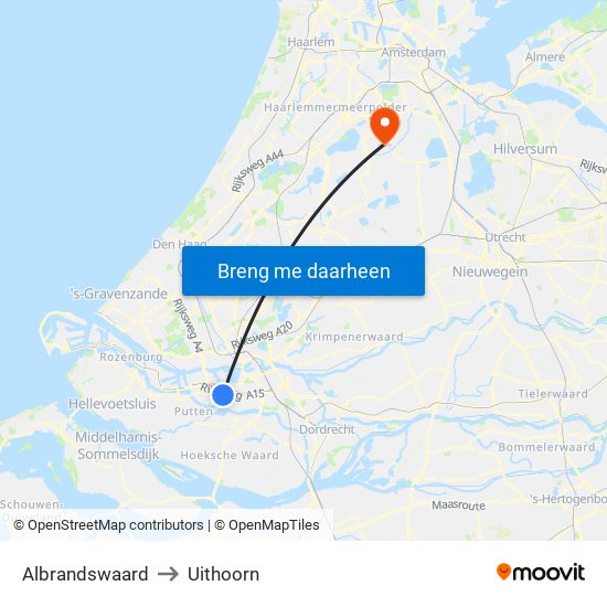 Albrandswaard to Uithoorn map