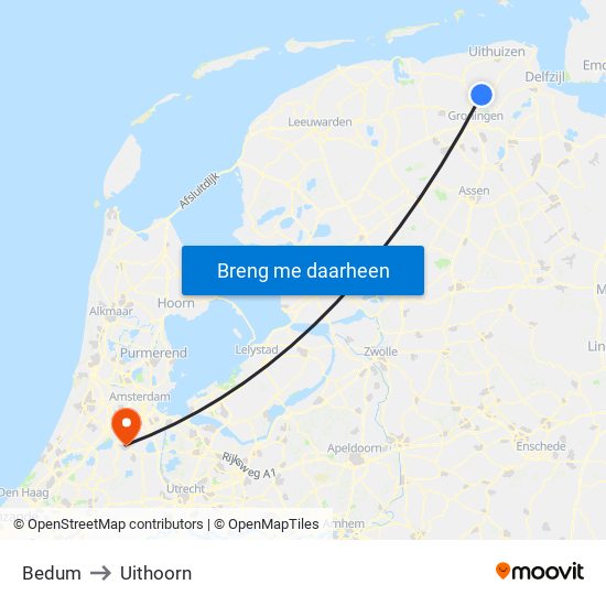Bedum to Uithoorn map