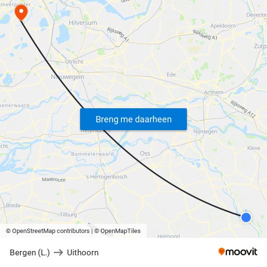 Bergen (L.) to Uithoorn map