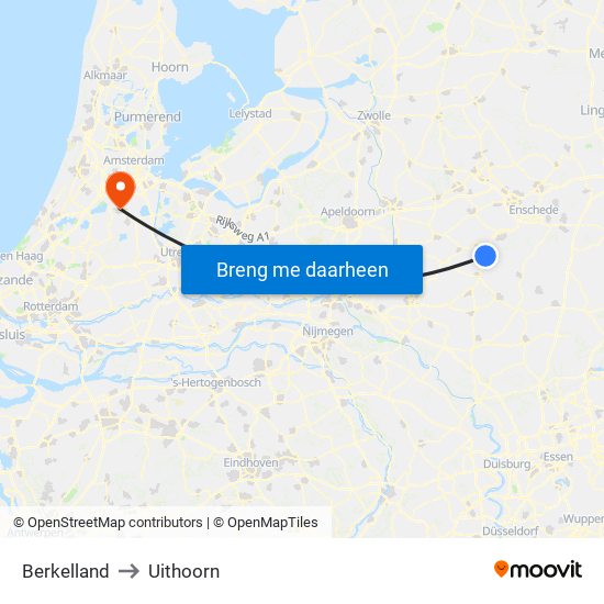 Berkelland to Uithoorn map